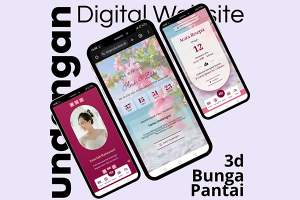 Undangan Digital Website Pernikahan 3d Bunga Pantai Wedding Video Motion Animasi Unik Link Wa Online